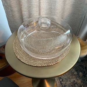 PIE DOME WITH MATCHING PIE DISH IS UNBRANDED  12 INCH DIAMETER.  EXCELLENT USED